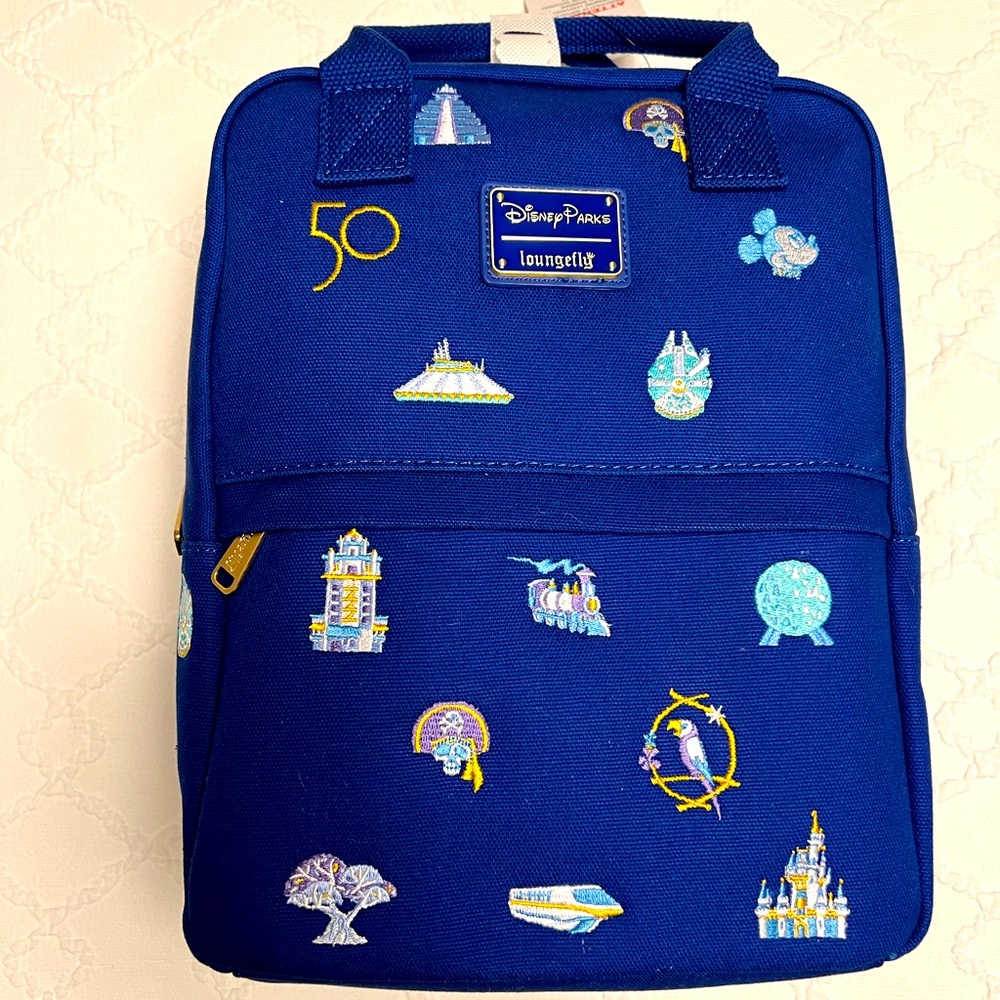 Disney Parks 50th Anniversary Canvas Loungefly Backpack NWT